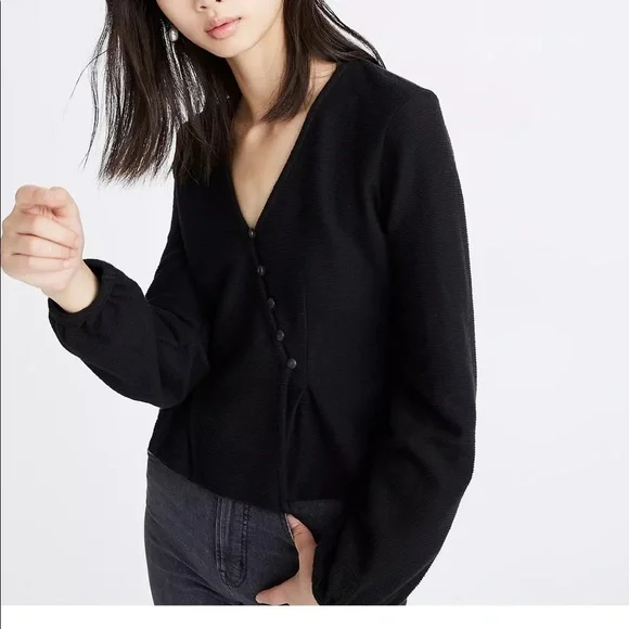 Madewell Texture & Thread Button Wrap Top- Burnt Orange - Picture 9 of 11